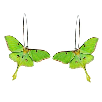 1 Чифт Висящи обеци в формата на Мотылька за Жени и Момичета, Прекрасни Зелени Акрилни Обеци-пеперуди, Висящи Обеци, Темпераментни Универсални Бижута