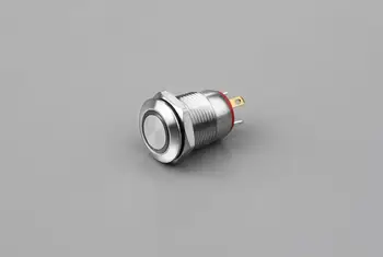 12 мм анти-vdandal превключвател на LED бутон от неръждаема стомана водоустойчив незабавен плосък кръг 1NO пръстен с подсветка