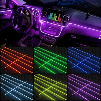 12V Автомобилни RGB Светлини Bluetooth Smart Led Ленти Стъпала Акрилни Оптична Лампа за Осветление на Вътрешната Врата на Таблото Декоративни