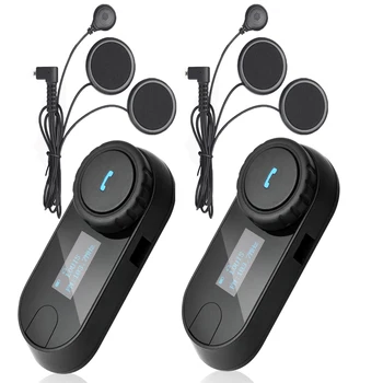 2 броя FM-радио + Меки слушалки LCD екран TCOM-SC Каска, Слушалка bluetooth домофонна система мотоциклет шлем слушалки бт переговорное устройство