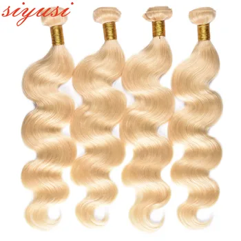 613 коси Снопове Blond Бразилският Обемна Вълна на 26 28 30 Инча Реми Евтини Коси За Изграждане на Едро SIYUSI Hair