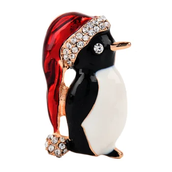 Crystal Капково Масло Брошка Във Формата На Пингвин На Жени Милото Животно Модни Малка Брошка Бижута Коледен Коледен Подарък