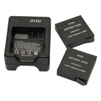 DVISI 2 бр./компл. 3,85 В 1400 mah Литиево-йонна акумулаторна батерия с два USB-зарядно устройство за Xiaomi YI YII 4 КЪМ Екшън-камера II 2