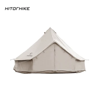 Hitorhike ново записване е 4 м glamping памук платно звънец палатка на къмпинг ourdoor водоустойчив палатка 4-5 души палатка