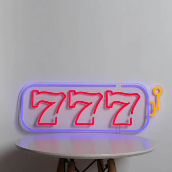 LED Червен 777 Неонова реклама Слот Машина под Формата На неонова Казино Декор за Клуба Бира на Бара на Магазина Гараж Игрална Стая в Къщата Спални Празник