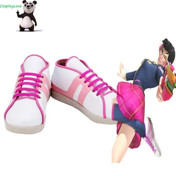 OW Game Dva Hana Song Academy D․Va Бели Розови Обувки Cosplay Дълги Кожени Ботуши По Поръчка За Коледа