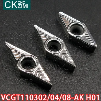 VCGT110302-AK H01 VCGT110304-AK H01 VCGT110308-AK H01 Стругове видий поставяне Режещо острие на металорежещи машини с ЦПУ VCGT за алуминий