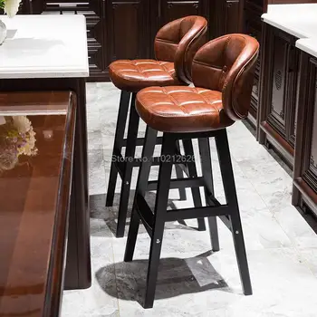 Бар стол модерен минималистичен бар стол от масивно дърво високо столче творчески бар стол Скандинавски начало на високо столче