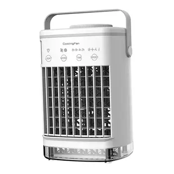 Вентилатор, Водно Охлаждане Mini USB Fan Cooler за Спалня с 7 Цветни светодиодни лампи 2 Циркулация на Въздуха-Бял Енергоспестяващ Външен