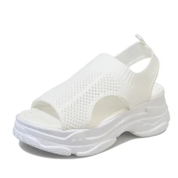 Дамски сандал, Модерен Ежедневни Сандали на платформа с неравности във формата на Рибено Устата, окото Кухи Сандали на Дебела подметка, Ежедневни Обувки дантела, Новост Лятото