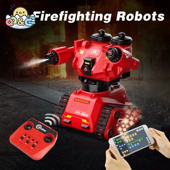 Двойна E E812 RC Робот ПРИЛОЖЕНИЕ за Дистанционно Управление на Интелигентен Робот За борба с пожарите Нажежен спрей бутилка с вода Програмируеми Играчка за Момче