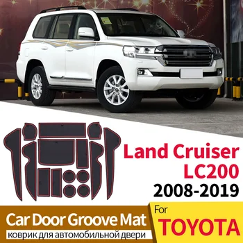 За Toyota Land Cruiser LC200 2008-2019 Вътрешни Подложки против хлъзгане Етикети За стайлинг на Автомобили Мини Аксесоари Черно Вратата Слот Гаске