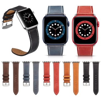 Кожена каишка за Apple watch серия 6 SE 44 мм 40 мм кожени въжета за iWatch 5 4 3 2 1 Класически каишка за часовник с катарама Аксесоари