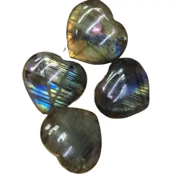 Красив Цвят Натурален Лабрадорит Сърцето На Crystal Груб Полиран Камък Лечебно Бижу С Естествени Кристали Кварц