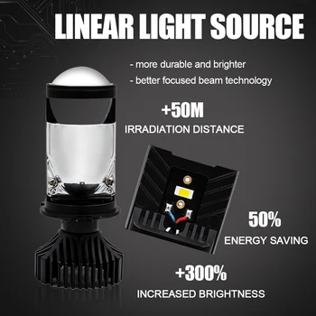 Лампа H4 фарове R9-T9 - това е универсален led източник на светлина, изработени от чип сдс и конденсаторной лещи, може да подаде 12 от 6000 До точка светлина