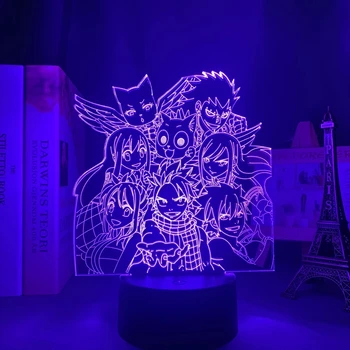 Манга Fairy Tail Група нощна светлина Led Сензорен Датчик за нощна светлина за Детска Стая Декор Детски Подарък Настолен 3d Лампа Аниме Fairy Tail