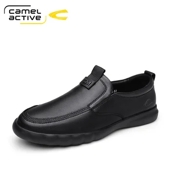Мъжки ежедневни обувки Camel Active от естествена кожа, луксозна Марка 2021, мъжки Лоферы, Мокасини, Дишащи Слипоны, черни обувки за шофиране