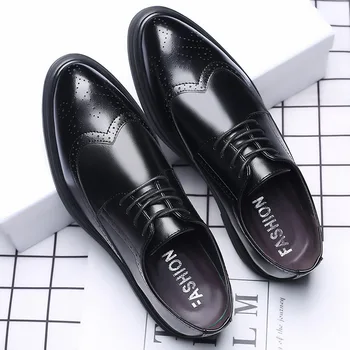 Мъжки модел обувки от микрофибър, Официални бизнес Обувки с остър Пръсти обувки за Мъже, обувки за Сватба, Мъжки Oxfords на равна подметка, Големи Размери