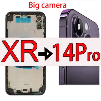 Направи си САМ делото за Xr до 14 Pro Задната част батерия Средната рамка Замяна за XR 14 Pro корпус, XR до iPhone 14 Pro