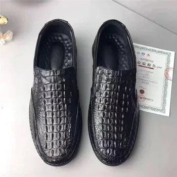 Неподправена Мъжки Ежедневни Обувки За ходене Подметка от Крокодилска кожа, Мокасини От естествена Кожа на алигатор, мъжки Лоферы За Шофиране