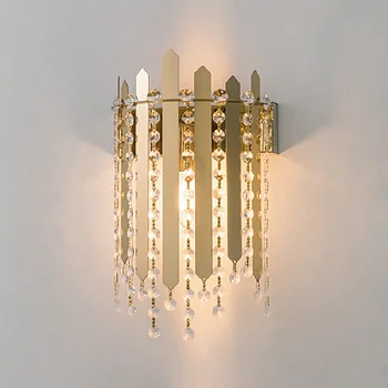 Постмодернистские Кристални LED осветление Стена Мед Интериор Стенни Нощни Лампа Лестничный Лампа ТЕЛЕВИЗИЯ Фон Монтиране на Украса Лампа