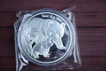 Рядка сребърна монета Шанхай мента с тегло 5 грама проба 999, Панда, 2004, безплатна доставка