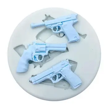 Силиконова форма на Пистолет Пистолет форма на силиконовата форма на мухъл захар занаят скърпвам торта декорация животни, мухъл печене инструмент