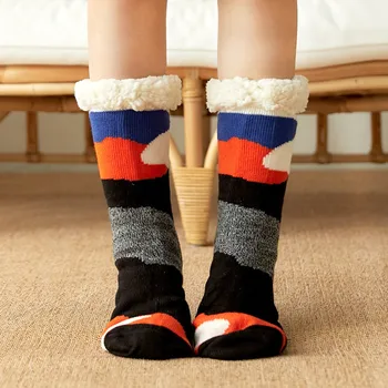 Тънки Титанов Чорапи с Нисък Чучур, Дамски Зимни Супер Меки Топли Чорапи с Пухкави Захватами на Руното Лигавицата, Чорапи-Чехли
