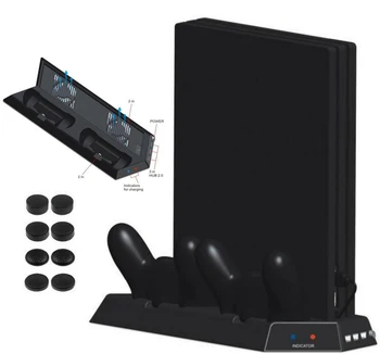 Фен PS4 PRO Вертикална Поставка Охлаждащ Радиатор Двойна Контролер зарядно устройство ще захранване на Зарядно устройство За Конзолата Playstation 4 Pro Cooler 3 HUB