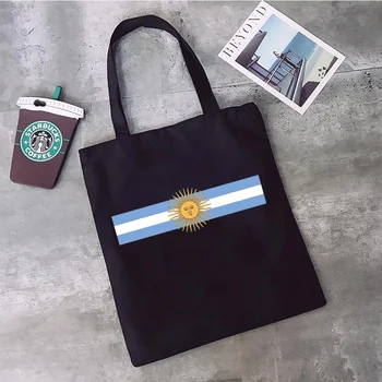 Чанта за пазаруване с флага на Аржентина, чанта за количка, чанта за хранителни стоки, холщовая памучен множество чанта, множество чанта sacola jute bolsas ecologicas дамска чантичка